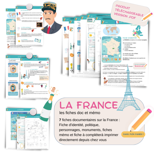 La France : fiches documentaires et carte de France illustrée