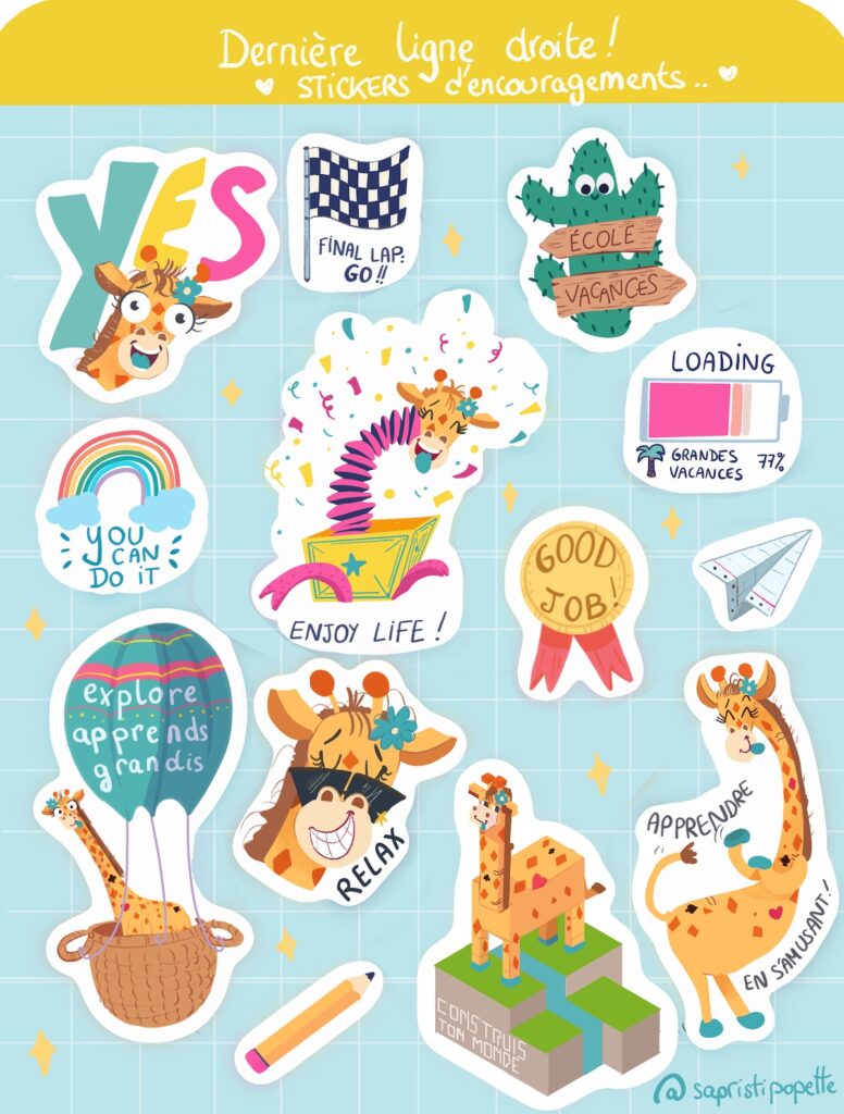 planche stickers girafe