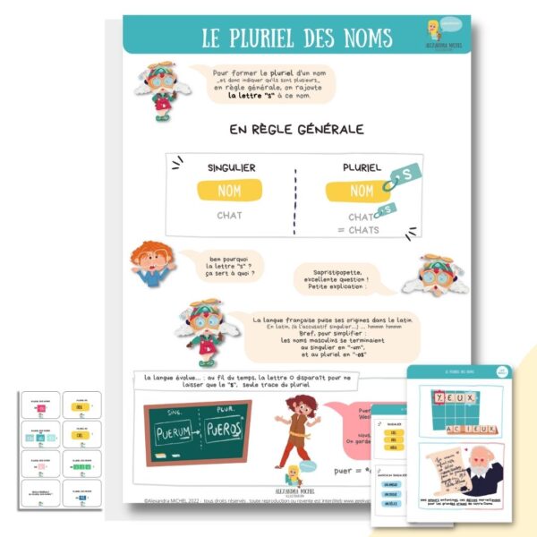 Le pluriel des noms : la leçon en BD + les fiches mentales