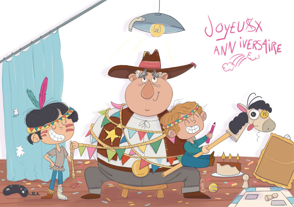 anniversaire grand pere illustration