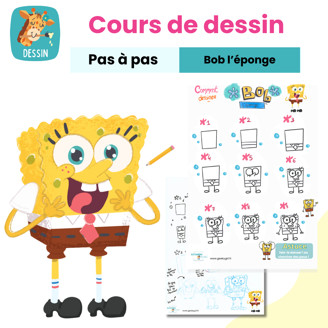 Cours de dessin – pas à pas – Bob l’éponge