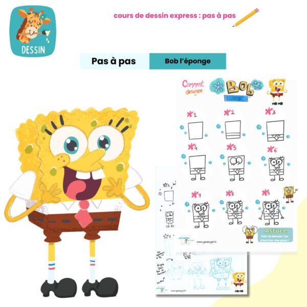 pas à pas tuto dessin bob eponge